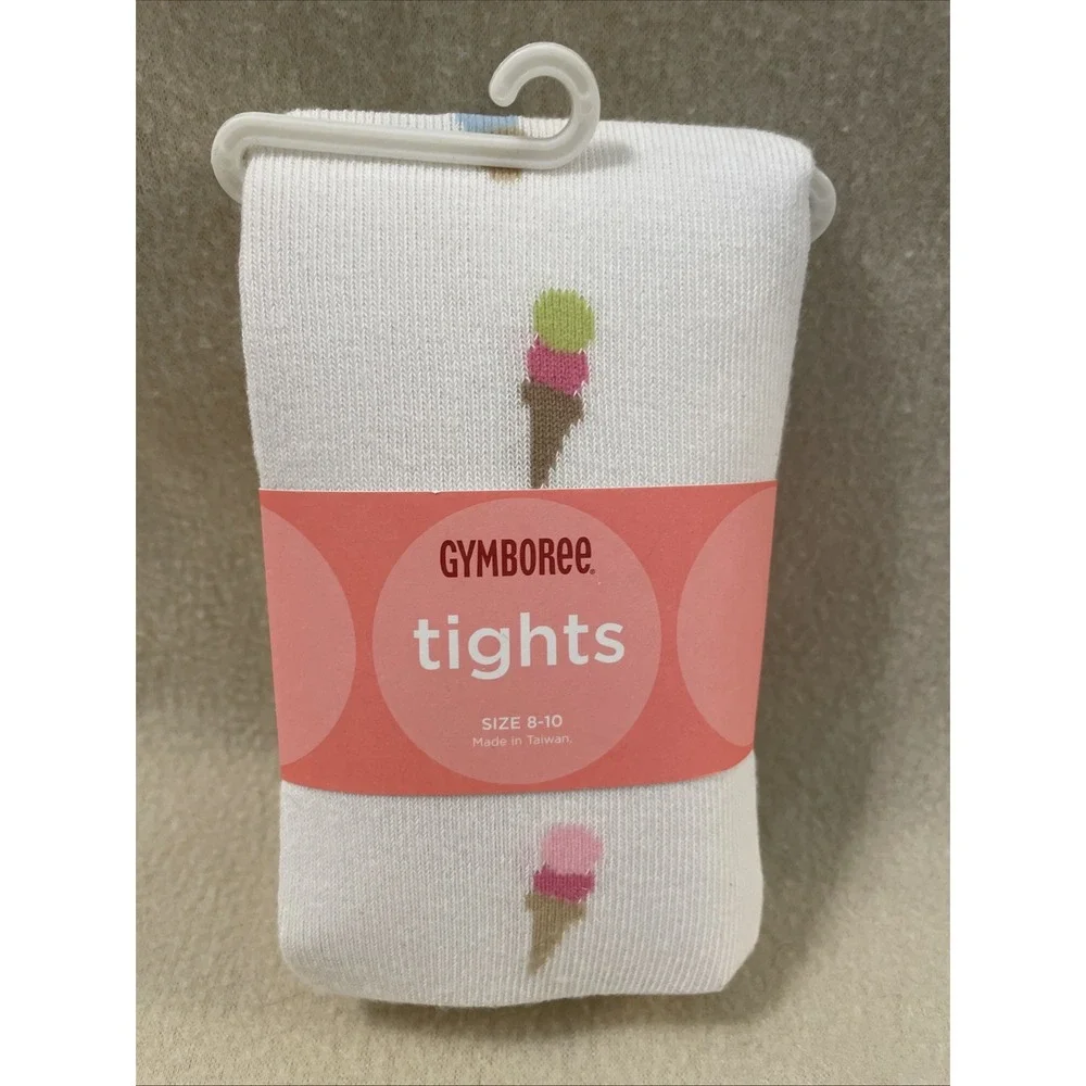 NWT Gymboree Ice Cream Social Girls Size 8-10 White Ice Cream Cone Tights NEW